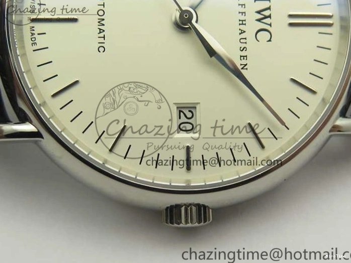 MIROTIME 0420 Fashionable Portofino Automatic SS TWF 1:1 Best Edition Silver Dial SS Markers on Black Leather Strap A 7200